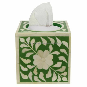 Boîte à mouchoirs unique en os incrusté, support décoratif en bois, cadeau de luxe fait main, élégant accent pour la décoration intérieure moderne - Product Image 1