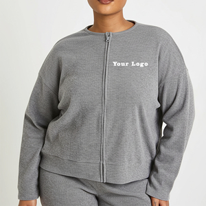 Prix de gros – Nouveauté : Sweat-shirts et sweats à capuche respirants en coton épais 100 %, couleur unie, col rond, fermeture éclair sur le devant, effet délavé pour l'hiver - Product Image 4