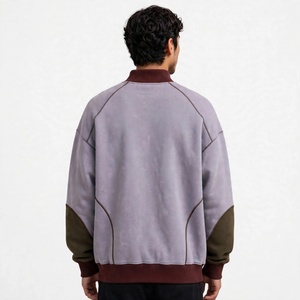 Sweat-shirt à capuche en molleton 100 % coton pour homme, couleur personnalisée, col et poignets contrastants, poche, coupe classique, décontracté, pour l'automne - Product Image 2