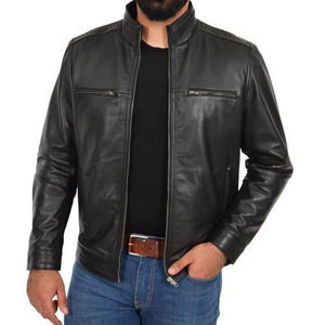 Chaqueta de Cuero para Hombre, Estilo Vintage, con Cierre, Chaqueta de Cuero Desgastado, Prenda Exterior Elegante, Duradera y Moderna para Hombre - Product Image 1