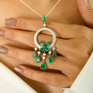 18K Solid White Gold Designer Chandelier Pendant Necklace - Product Image 3