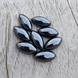 Hematite naturelle cabochon, forme marquise, dos plat, calibrée, qualité AAA+, pierre précieuse pour bijoux - Product Image 5