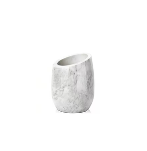 Refroidisseur de bouteilles de vin décoratif de table en marbre blanc artisanal, écologique, pour rétention de glace, idéal pour les fêtes - Product Image 1