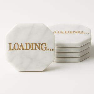 Elegant Loading <b>Coaster</b> in <b>White</b> Marble with Golden Text Octagon Shape for Modern Home Decor latest for sale - Product Image 1