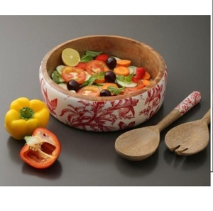 Tazón Redondo de Diseño Elegante, de Color Sólido, Ligero, de Esmalte de Grado Alimenticio, Personalizable, Tazón de Madera Natural para Servir Ensaladas - Product Image 1