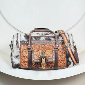 2025 luxe Designer voyage sac polochon repoussé à la main en cuir affaires extérieur Weekender sac véritable peau de vache cuir sacs de voyage - Product Image 4