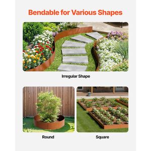 Steel Landscape <b>Edging</b> Weather-Resistant Pre-Rusted <b>Metal</b> 6 Packs 40 X 8 Bendable Garden <b>Edging</b> <b>Border</b> for Landscaping Decking - Product Image 1
