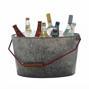 Custom Logo Galvanized Steel Beverage Tub With Handles Large Oval Metal Ice Bucket For Wine And Beer Leak-Proof <b>Drink</b> <b>Cooler</b> - Product Image 4