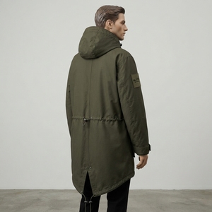 <b>Men</b> Olive Green Hooded <b>Utility</b> Parka <b>Jacket</b> Full Zip Outdoor Casual Workwear <b>Jacket</b> Multi Pocket Windbreaker - Product Image 2