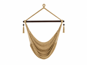 Fauteuil suspendu en corde de coton tressé à la main, style bohème, pour chambre à coucher, chaise suspendue intérieure/extérieure avec pompon - Product Image 4