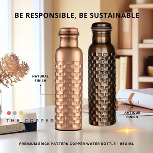 Decorative Floral Copper Water <b>Bottle</b> for Ayurvedic Water Storage with Leak Proof Lid and Elegant Travel Design - Product Image 5