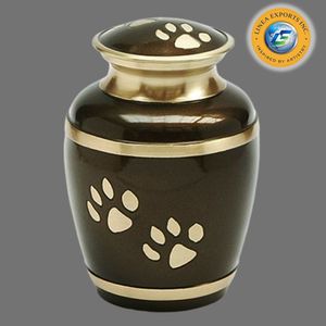 Pet Cremation Urn for Ashes Handcrafted Metal <b>Memorial</b> Urn with Paw Print Design Urn with Paw Prints for Dog or <b>Cat</b> Ashes - Product Image 1