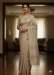 Sari de seda tradicional indio para bodas, largo hasta el suelo, corte regular para mujer, para todas las estaciones, de la India y Pakistán. - Product Image 4