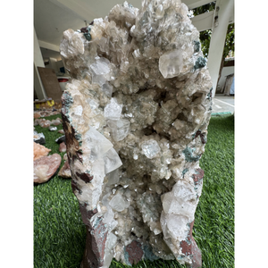 Rare Natural Apophyllite <b>Crystal</b> <b>Cluster</b> with Stilbite on Black Chalcedony for Home Decoration and Wholesale Market Supply - Product Image 4