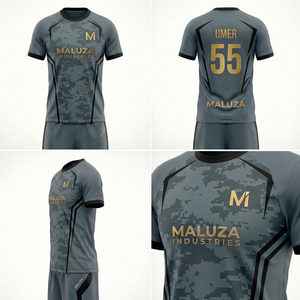 Conjunto Deportivo de Fútbol para Hombre, Camiseta y Pantalones Cortos Personalizados, Uniforme de Fútbol de Secado Rápido y Transpirable, Negro y Dorado - Product Image 6