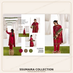 Conjunto de Kurta de Algodón Bordado Tradicional para Mujer, Corte Holgado, Largo hasta el Suelo, Estilo Casual de India y Pakistán, por Gul Ahmed - Product Image 4