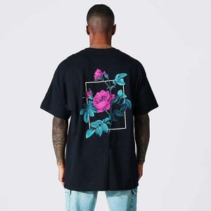 Camisetas de Punto Personalizadas de Alta Calidad con Logotipo de Marca para Hombre, 100% Algodón, Estampado Digital de Flores, Tallas Grandes, Unisex - Product Image 1