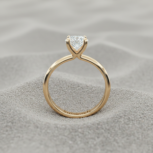 Anillo de compromiso solitario redondo con contorno en oro macizo con diamante cultivado en laboratorio con engaste de puntas para certificación - Product Image 2