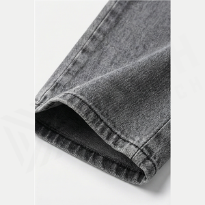 Jean en denim coupe droite délavé foncé pour homme, taille haute, coupe classique, en coton, style décontracté, pantalon d'automne - Product Image 6