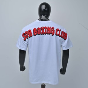 Camisetas de Manga Corta Azul Claro para Hombre con Logotipo SA Rojo Estampado en la Parte Delantera, Cuello Redondo, Estilo Casual, Corte Regular, Algodón Jersey, Logotipo Personalizado - Product Image 4