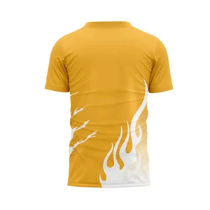 Men's Yellow Short Sleeve T-<b>Shirt</b> With White <b>Flame</b> Print O-Neck Slim Fit Casual Breathable Custom Printed T-<b>shirts</b> - Product Image 1