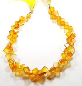 Perles carrées lisses en calcédoine jaune naturelle, pierres précieuses en vrac pour la fabrication de bijoux, vente en gros - Product Image 6