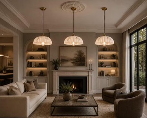 Modern Marble Pendant Light Round Ceiling Fixture Indoor Living Room Decor Lightweight Design - Product Image 4