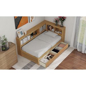 Daybed Twin Size con due cassetti di stoccaggio e porte USB legno di colore armadi di stoccaggio letto mobili - Product Image 4