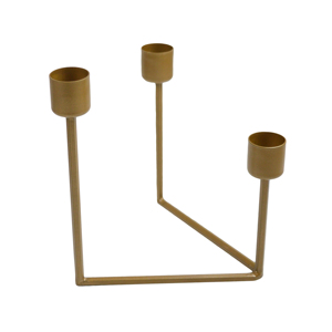 Porte-bougie moderne au design élégant, finition peinte en or, support à trois bougies personnalisé, design pour la maison, la villa, le dîner et les mariages - Product Image 1