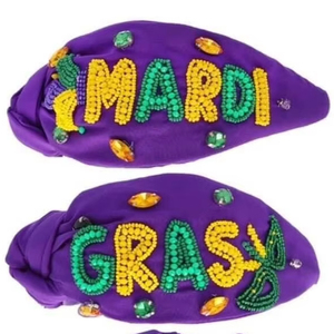 Excellent Stylish New Mardi Gras Letter Beaded Headband Purple Rhinestone Knotted <b>Carnival</b> Hair Accessories for Women Festive - Product Image 1