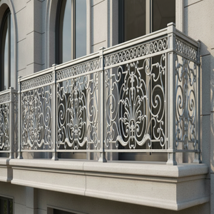 Clôture de balcon en fonte royale décorative Balaji Metals, projets résidentiels modernes, finition polie, panneau de garde-corps en métal gris - Product Image 1