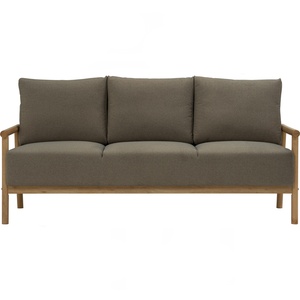 Canapé d'extérieur moderne trois places avec structure en bois et coussins, mobilier de jardin pour villa, patio, hôtel - Product Image 2