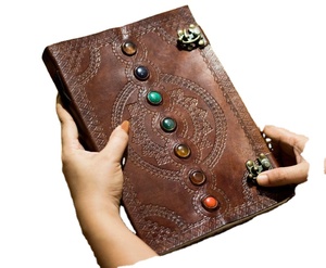 Personalized Large Leather Journal Seven Stone <b>Witch</b> Journal with Thread Saddle Stitching Binding - Product Image 1