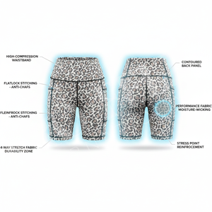 Shorts de sport pour femmes, personnalisés, imprimés, en polyester compressif, avec poches, pour le fitness, le yoga, la course à pied et la gym - Product Image 2