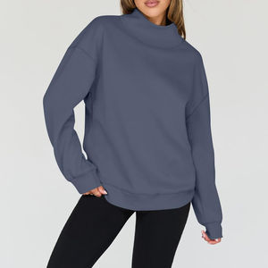 Sweat-shirt uni à col ras du cou et épaules tombantes pour femme – Vente en gros à prix abordable – Sweat-shirts oversize personnalisés pour femme - Product Image 5