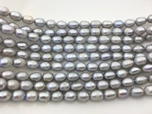 Perles de riz ovales grises AA, perles d'eau douce, 8-9 mm, perles cultivées naturelles, brin en vrac pour la fabrication de bijoux, fournitures en vrac - Product Image 2