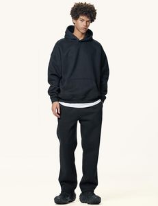 High Quality 380g No <b>Strings</b> Blank Fleece Drop Shoulder Hoodies Men Cotton Pullover Solid Breathable Wholesale Custom Printing - Product Image 4