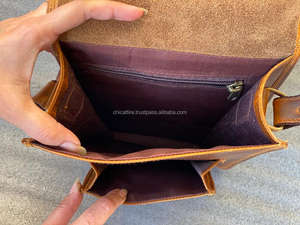 กระเป๋าถือหนังครันช์หนังแท้ทำด้วยมือแท้แบบเต็มรูปแบบมีสไตล์สำหรับผู้หญิงกระเป๋าสะพายไหล่แบบย้อนยุคใช้ในสำนักงานทำจากหนังแท้ - Product Image 5