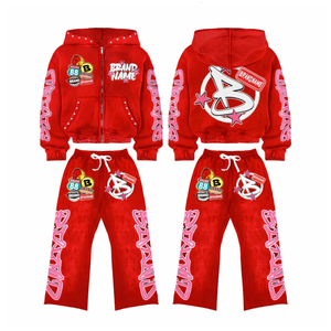 ชุดเซ็ตแทรคสูทผู้ชายแบบกำหนดเอง เสื้อฮู้ดดี้ กางเกงจ็อกเกอร์ พิมพ์ลายสตรีทแวร์ ชุดลำลอง 2 ชิ้น ชุดสเวตสูท พร้อมโลโก้แบบกำหนดเอง - Product Image 5