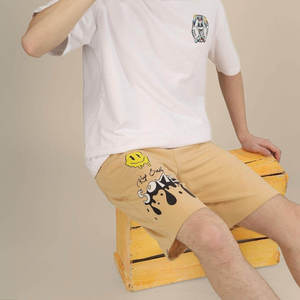 <b>Mens</b> Beige Solid Eco-Friendly Breathable Quick Dry Casual Drawstring Streetwear <b>Summer</b> Sweat <b>Shorts</b> - Product Image 4