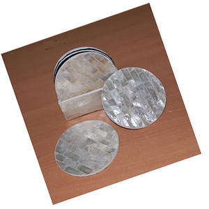 Vajilla de cristal con diseño de concha de capis, mosaico decorativo, tamaño 10 cm, juego de 6 piezas con caja. - Product Image 2