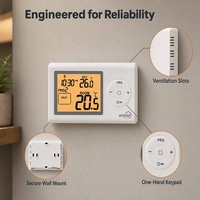 Termostato Digital Inalámbrico Programable con Retroiluminación Blanca, 868.35MHz, Alcance de 100m, 2 Pilas AAA, para Dormitorio o Garaje