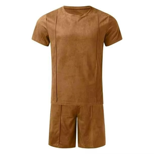 Ensemble de survêtement vintage surdimensionné personnalisé pour homme, t-shirt et short extensibles, 2 pièces, pour l'été - Product Image 3