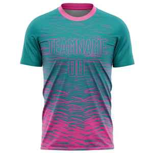 Camiseta de Fútbol Sublimada con Diseño Personalizado, Nombre del Equipo, Número, Degradado Rosa Verde Azulado, Unisex, Manga Corta, Absorbe la Humedad, Ajuste Atlético - Product Image 2