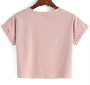 เสื้อยืดแขนสั้นทรงสลิมฟิตสำหรับผู้หญิงเสื้อยืดคอกลมผ้าคอตตอนแนวสตรีทเสื้อครอปสำหรับ100% - Product Image 4