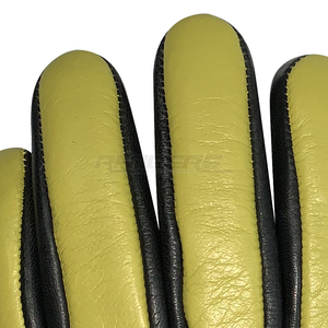 Gants en cuir jaunes, longueur poignet, chauds, pour l'extérieur, hiver, style uni, doux, usage quotidien, gants d'hiver à doigts entiers - Product Image 4