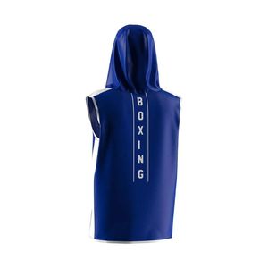 เสื้อกั๊กมีฮู้ดสีน้ำเงินรอยัล แต่งขอบสีขาว สำหรับนักมวย ออกแบบลายพิมพ์ตามสั่ง สำหรับใส่ในเวที - Product Image 2