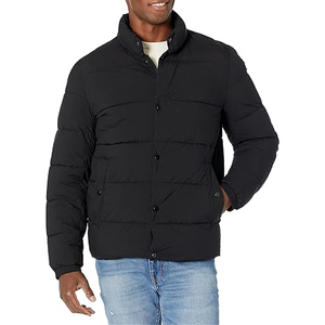 Veste matelassée en laine pour homme North-Face, style streetwear d'hiver, noire avec col à capuche, fermeture éclair, résistante à l'eau, logo sur le devant - Product Image 6