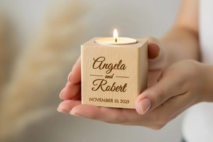 Wood <b>Tea</b> <b>Light</b> Holder Set Round Handmade Candle Holder for Home Decoration - Product Image 5