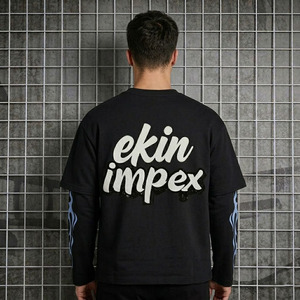 Ekin Impex Men's Black Long Sleeve Crewneck T-<b>Shirt</b> Street Style Printed Letter Design Full Sleeve <b>Flame</b> Pattern Casual <b>Shirt</b> - Product Image 4